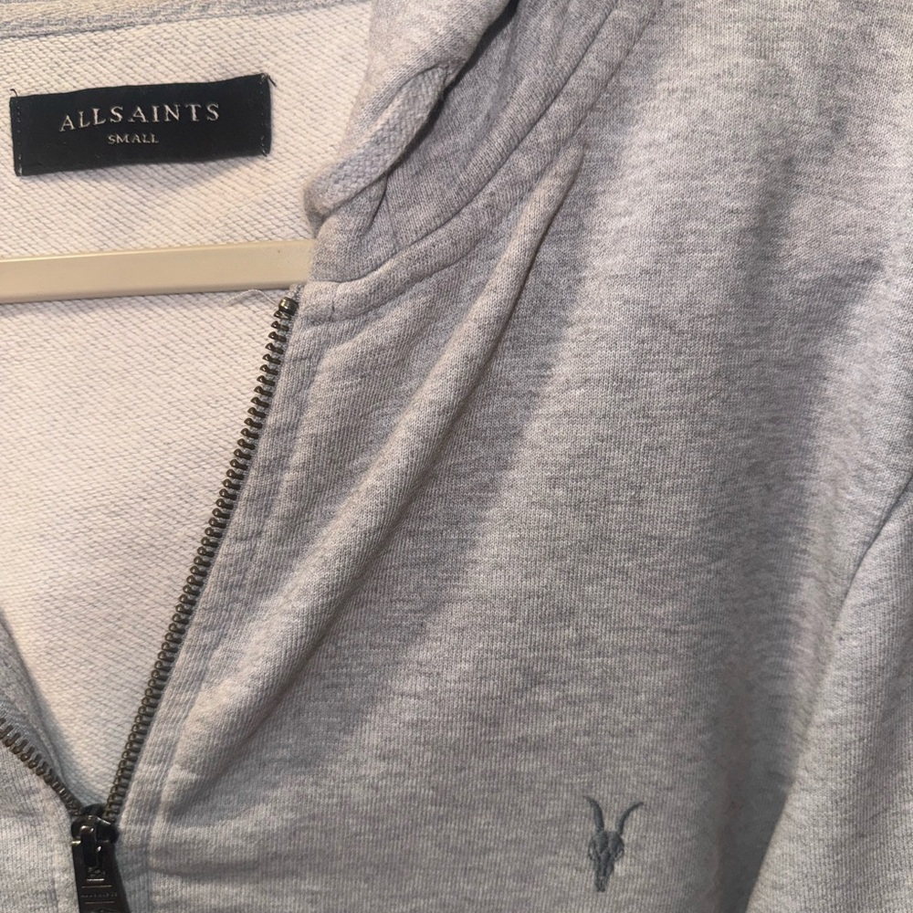 All Saints Gray Zip Up Sweater